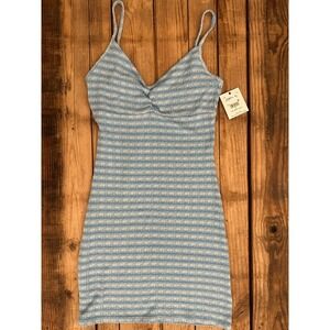 NWT O'Neill Blue Striped Knit Mini Dress Small Bodycon Beach Summer